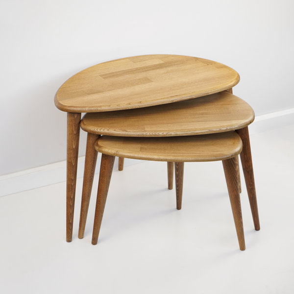 Corrigan Studio Nesting Table Set of 3 - Ercol Style Rustic Oak Natural ...